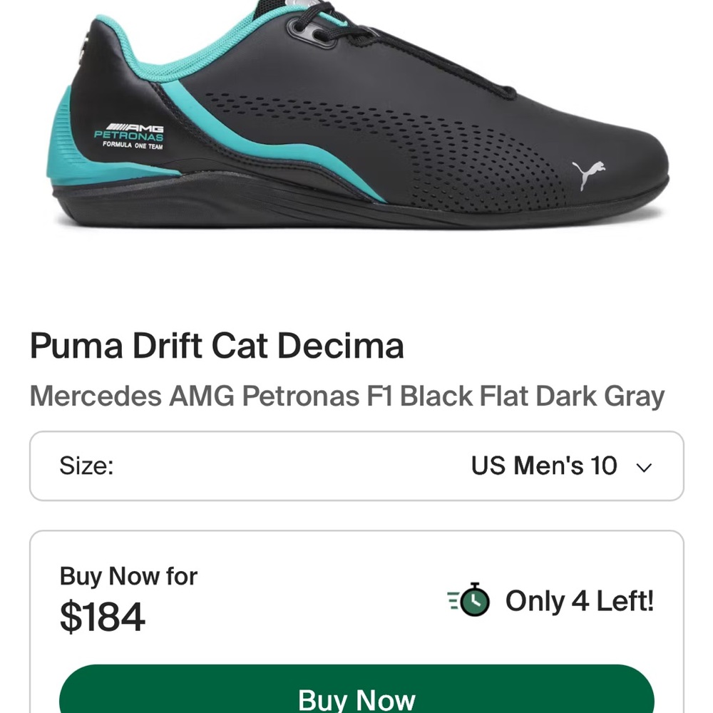 Puma Mercedes-AMG Petronas F1 x A3ROCAT Motorsport Sneakers size 10, worn once! - Picture 6 of 6